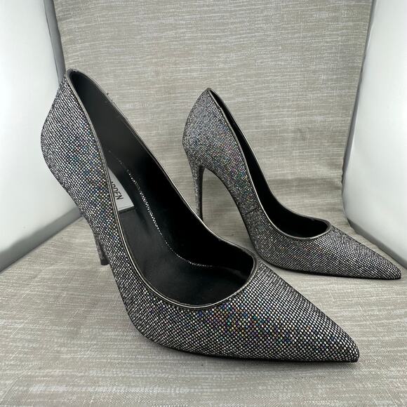 Steve Madden Women Black Pewter Rhinestone Daisie Most Pumps 8.5 - Picture 2 of 10